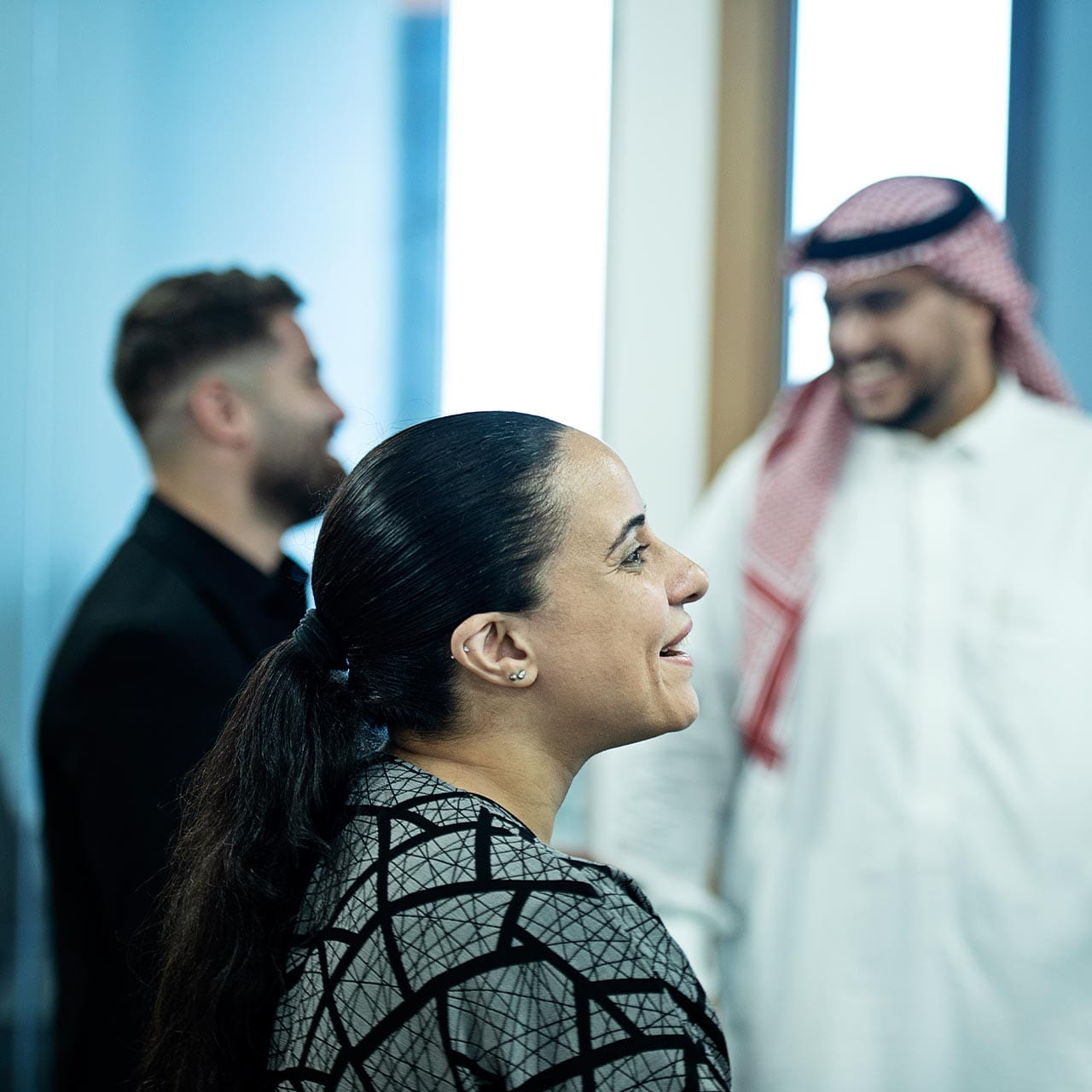 A woman is talking to someone in the DSV office